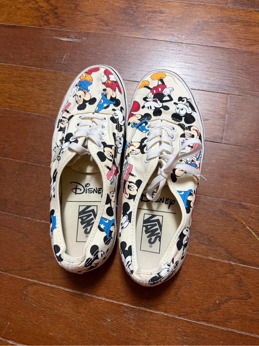 Vans Disney Mickey Canvas Sneakers - Cream with Red Blue Black Accents